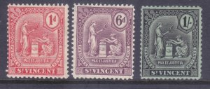 St Vincent 95-97 Mint OG 1909 1p-1sh Peace & Justice Without Dot Under d Set