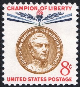 SC#1126 8¢ Champion of Liberty: Jose de San Martin (1959) MNH