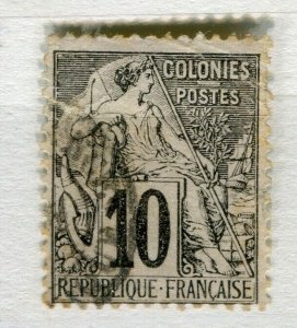 FRENCH COLONIES; Classic 1880s perf issue fine used 10c. value