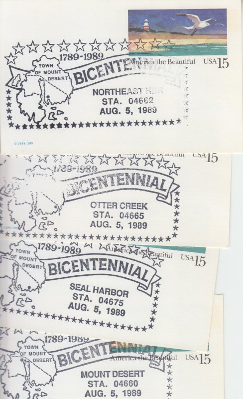 1969 United States  Mount Desert ME Bicentennial (4) PCs