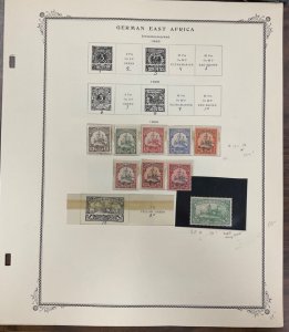 German East Africa stamp collection of 22 stamps MH & Used on 3 pages