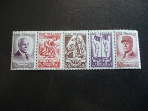 Stamps - France - Scott# B157a - Mint Never Hinged Strip of 5 Stamps