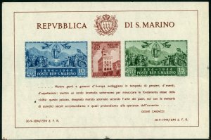 Republic SAN MARINO #239 Souvenir Sheet Postage Stamps 1945 Mint NH OG