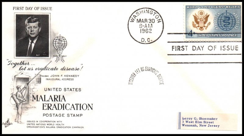 US 1194 Malaria Artcraft Label FDC