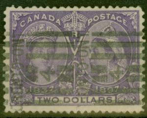 Canada 1897 $2 Deep Violet SG137 Fine Used Roller Cancel