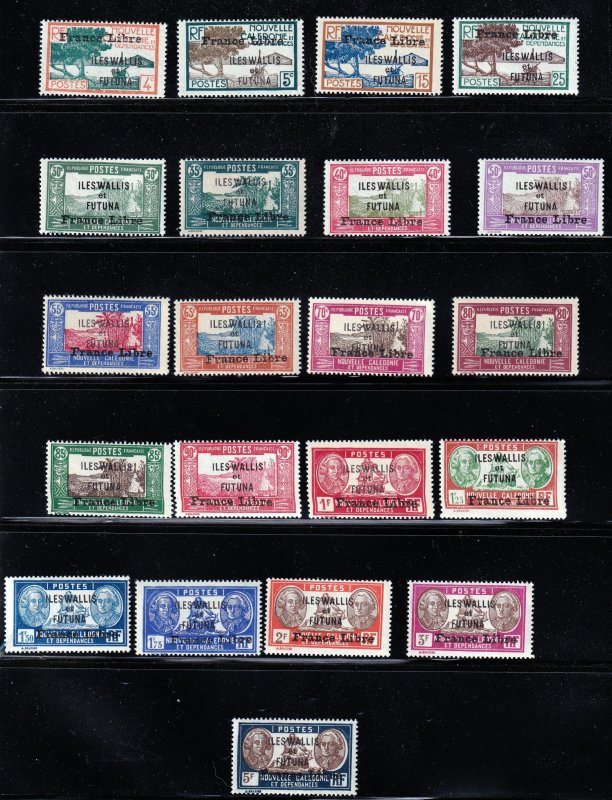 FRENCH COLS ,WALLIS & FUTUNA 1941 , 21 MNH  ovpt ,''France Libre�...