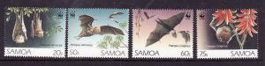 Samoa-Sc#827-30-Unused NH set-WWF-Bats-1993-