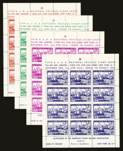 1953 Fifth ASDA Annual Postage Stamp Show Cinderella Souvenir Sheet Set of 4 MNH