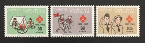 Turkey 1962 #1547-9, Turkish Boy Scouts, MNH.