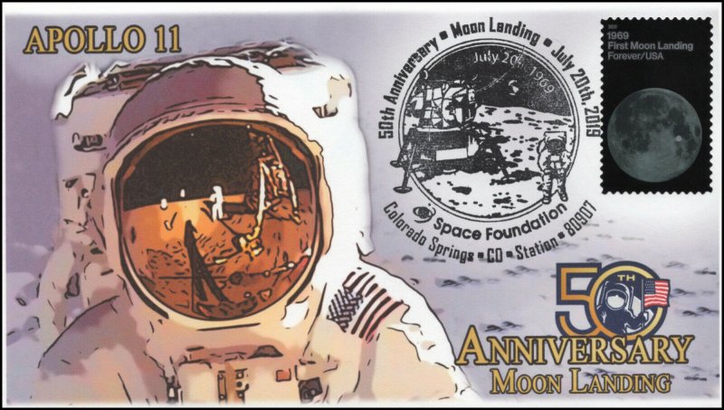 19-118, 2019, Apollo 11 Moon Landing, Pictorial Postmark, Space Foundation, Even