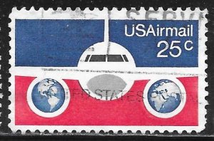 USA C89: 25c Plane and globes, single, used, F-VF