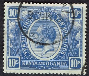 KENYA AND UGANDA 1922 KGV 10/- USED