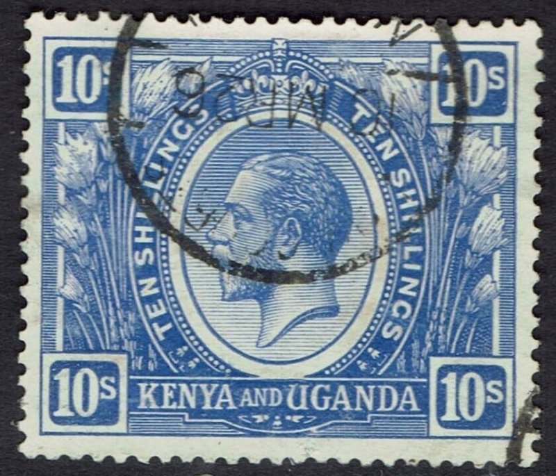 KENYA AND UGANDA 1922 KGV 10/- USED