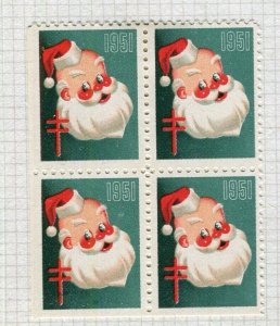 CANADA; 1951 early Local Christmas Stamp issue fine Mint BLOCK