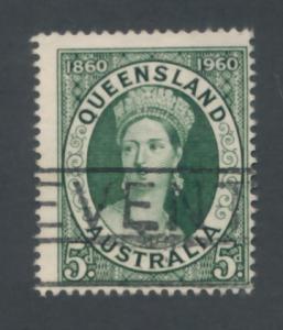 Australia 1960 Scott 338 used - 5p, Queensland, Queen Victoria