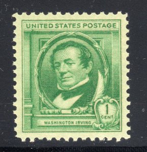 1940 Famous Americans Washington Irving Author, Single 1c Stamp, Sc#859, MNH, OG