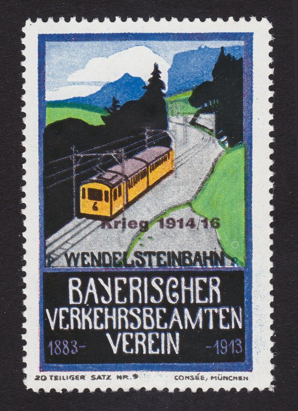 REKLAMEMARKE BAYERISCHER VERKEHRSBEAMTEN VEREIN WENDELSTEIN RR 1913 (MNH-OG)