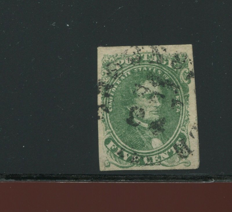 Confederate States 1 Jefferson Davis Used Stamp  (CSA 1-A9)