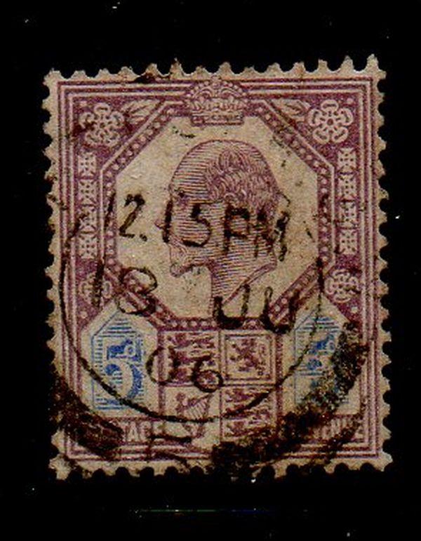 Great Brirain Sc 134 1902 5d lilac & ultra Edward VII stamp used