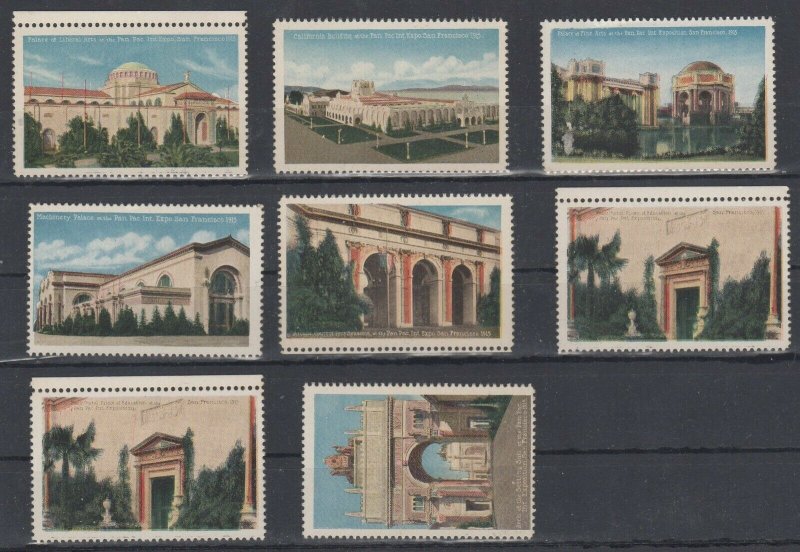 USA Poster Stamps of Scenic San Francisco California Landmarks, Lot of 8