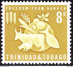 TRINIDAD & TOBAGO 1963 QEII 8c Yellow-Bistre, Freedom from Hunger SG306 MNH