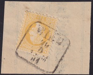 Austria - 1876 - Scott #34 - used on piece - WIEN box pmk