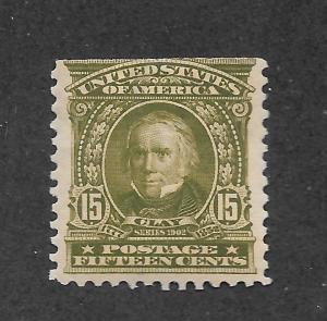 309 Unused, 15c. Clay,  scv: $175,  FREE Insured Shipping,