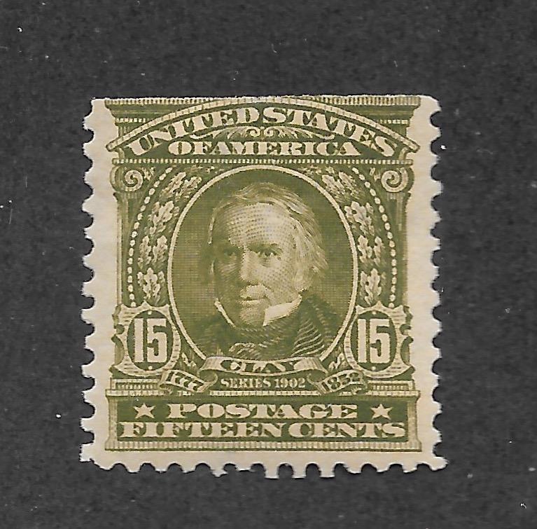309 Unused, 15c. Clay,  scv: $175,  FREE Insured Shipping,