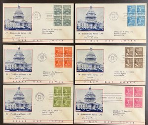 803-832 Partial Set of 30 cachets Presidential Series FDC 1938