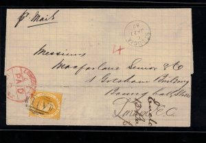 St Lucia #12 (SG #16) Very Fine Used On Rare Folded Cover To London **W\ Cert.**