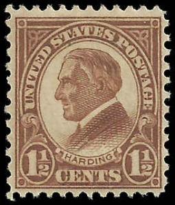 # 633 Mint Hinged Yellow Brown Warren G. Harding
