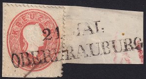 Austria - 1860 - Scott #14 - used on piece - OBERDRAUBURG pmk