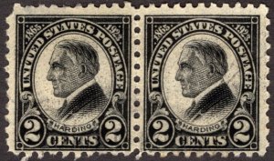 1923, US 2c, Harding, Used pair, Sc 612