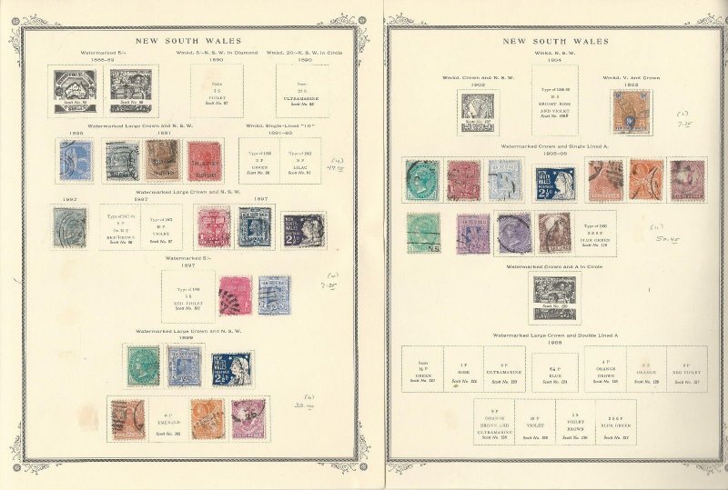 New South Wales Stamp Collection 1850-1906 on 9 Scott Specialty Pages