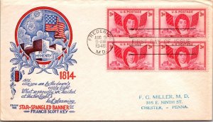 FDC 1948 SC #962 Staehle Cachet - Frederick, MD - Block of 4 - F60593