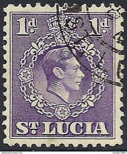 ST LUCIA 1938 QEII 1d Violet SG129a FU