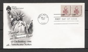 US #1816 Torch Coil Pair FDC