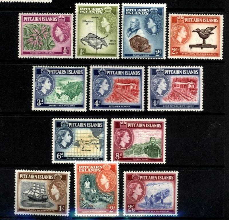 Pitcairn Isl. Scott 20-30 complete set Mint Lightly Hinged 2 values 4d