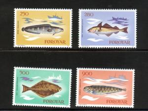 Faroe Islands Scott 97-100 Fish VF MNH