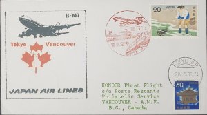 JAPAN JAL AIRLINES FIRST FLIGHT TOKYO VANCIUVER CANADA 1975