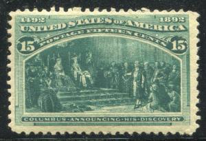 1893 US Stamp #238 A79 15c Mint Original Gum Columbian Expo Catalog Value $200