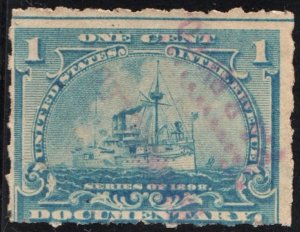 SC#R163p 1¢ Revenue: Documentary: Hyphen Hole Perf 7 (1898) Used