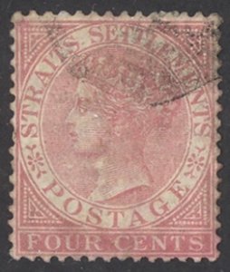 Straits Settlements Sc# 11 Used 1867-1872 4c Queen Victoria 