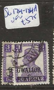 INDIA CONVENTION STATE  GWALIOR  SG124-124A     KGVI  3A   VFU       P0913H