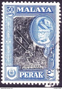 MALAYA PERAK 1960 50c Black & Blue SG158a FU