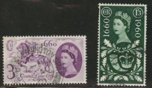 Great Britain Scott 375-6 used 1960 set 