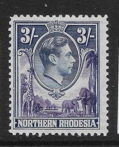 NORTHERN RHODESIA SG42 1938 3/= VIOLET & BLUE MTD MINT