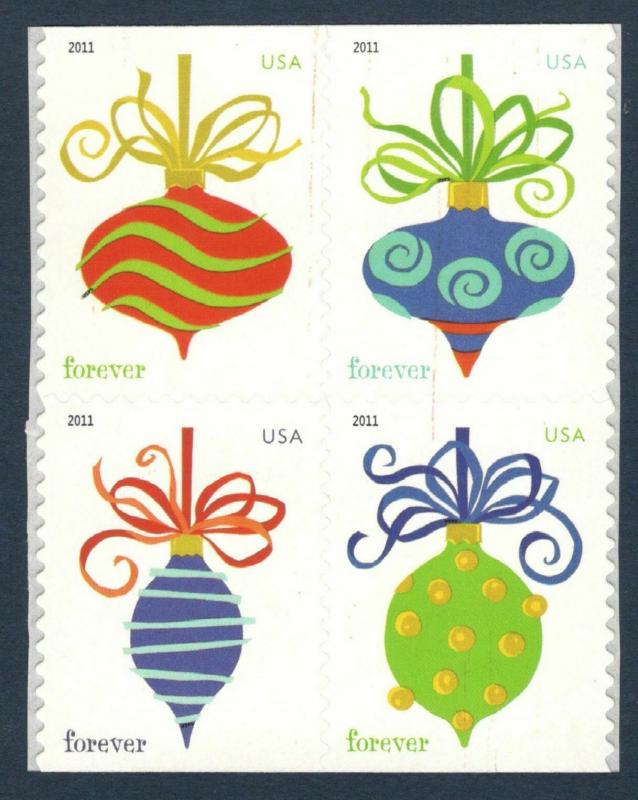 4575-78 Holiday Baubles Forever Block Of 4 Mint/nh FREE SHIPPING