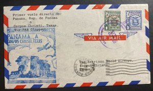 1946 Panama First Flight Airmail cover FFC to Corpus Christi TX USA