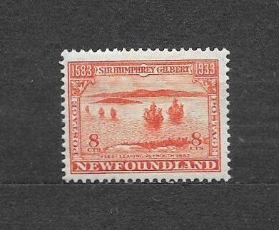 CANADA-NEWFOUNDLAND-1933, Sc#218, MLH. F-VF, FLEET LEAVING PLYMOUTH.